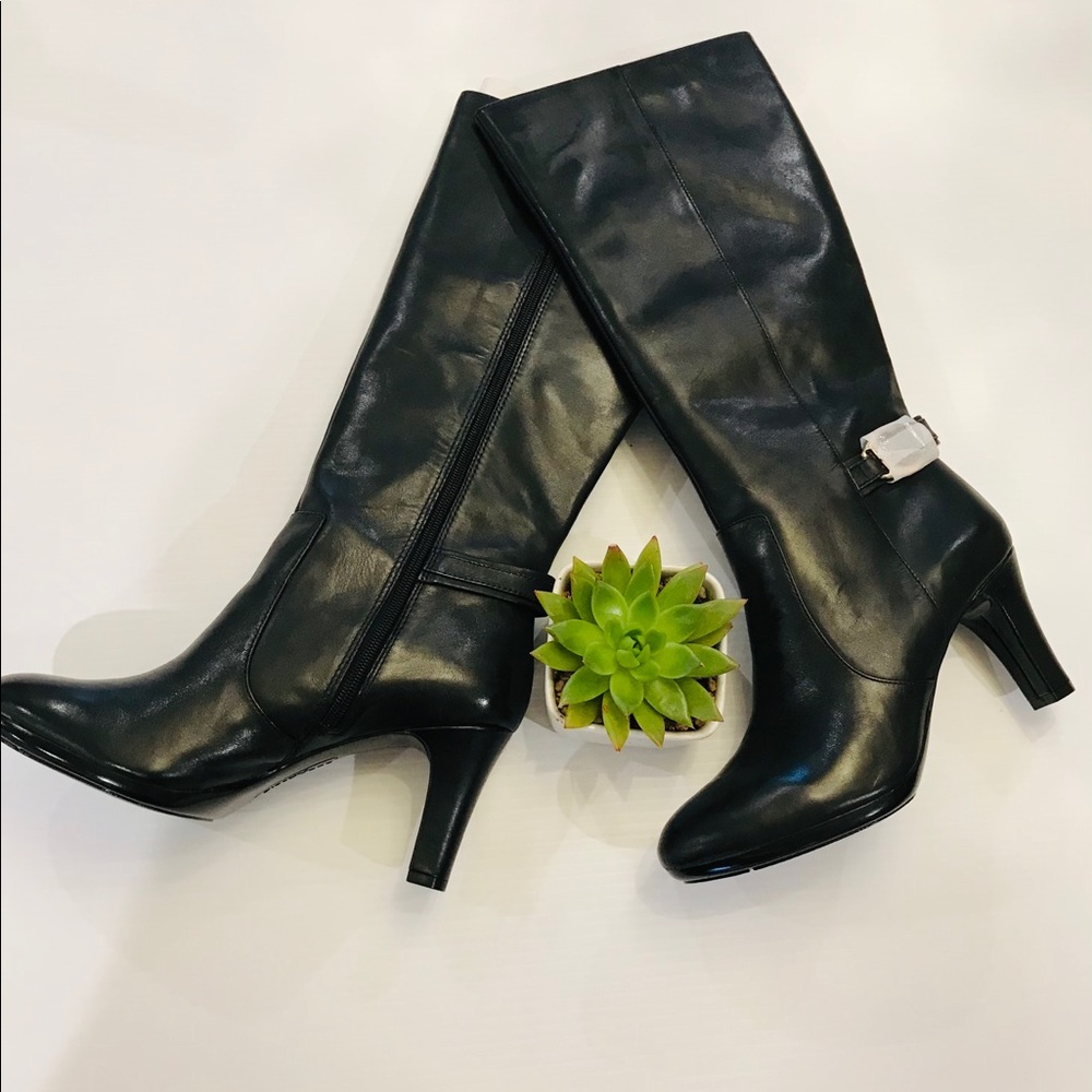 Mid calf black boots